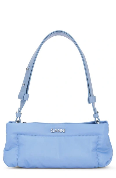 Shop Ganni Pillow Baguette Shoulder Bag In Forever Blue