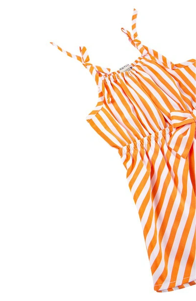 Shop Habitual Stripe Gathered Romper In Orange