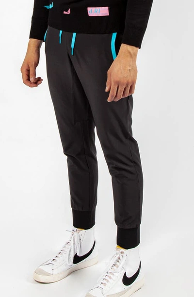 Shop D.rt Sylk Pocket Joggers In Black/ Turquoise