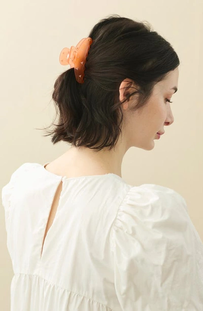 Shop Alexandre De Paris Crystal Embellished Hair Clip In Peach