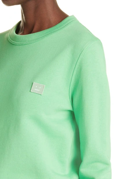 Shop Acne Studios Faro Face Patch Organic Cotton Sweatshirt In Fern Green