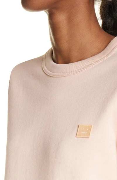 Shop Acne Studios Faro Face Patch Organic Cotton Sweatshirt In Powder Pink