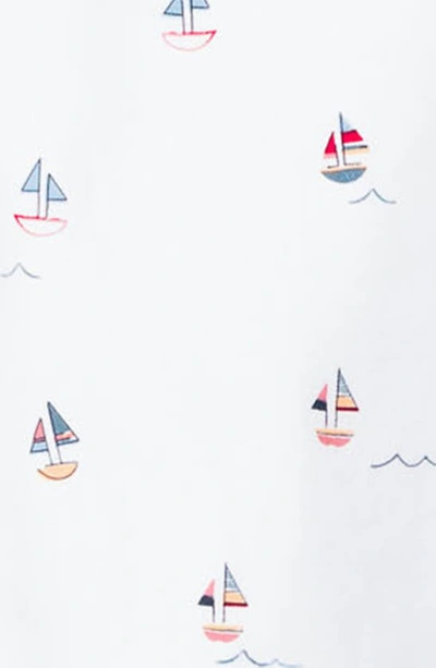 Shop Petite Plume Kids' Classic Sailboat Print One-piece Pajamas In White