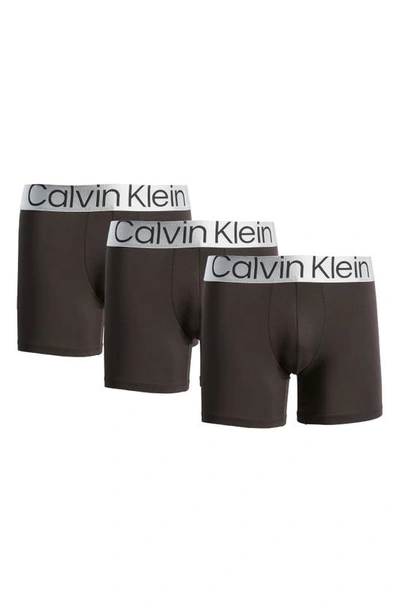Shop Calvin Klein Reconsidered Steel 3-pack Stretch Boxer Briefs In Black