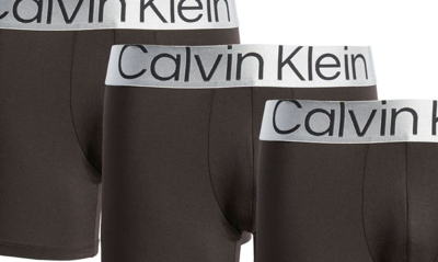 Shop Calvin Klein Reconsidered Steel 3-pack Stretch Boxer Briefs In Black