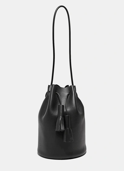 Building Block Women's Leather Bucket Bag In Black
