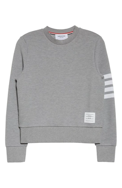 Shop Thom Browne 4-bar Crewneck Sweatshirt In Light Grey
