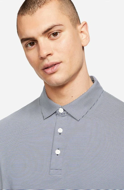 Shop Nike Pinstripe Player Polo In Obsidian/ Pure/ Brushed Silver