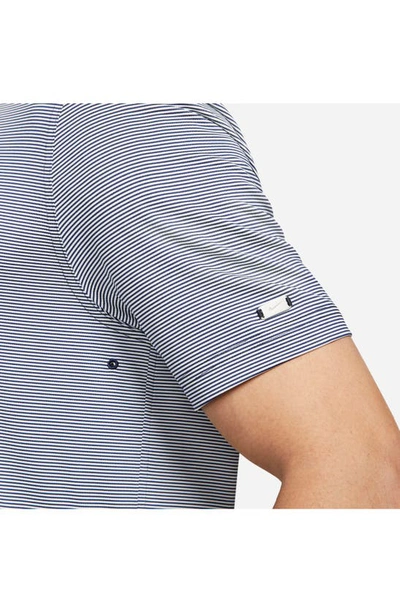 Shop Nike Pinstripe Player Polo In Obsidian/ Pure/ Brushed Silver
