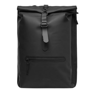 Shop Rains Rolltop Backpack In Black