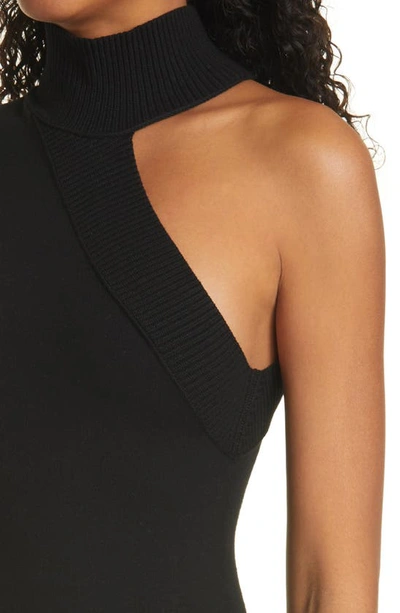 Shop Alice And Olivia Kiki Shoulder Cutout Body-con Sweater Dress In Black