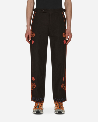 Shop Bode Rancher Embroidered Trousers Brown In Multicolor