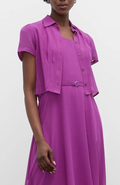 Shop Club Monaco Short Sleeve Silk Blouse In Purple