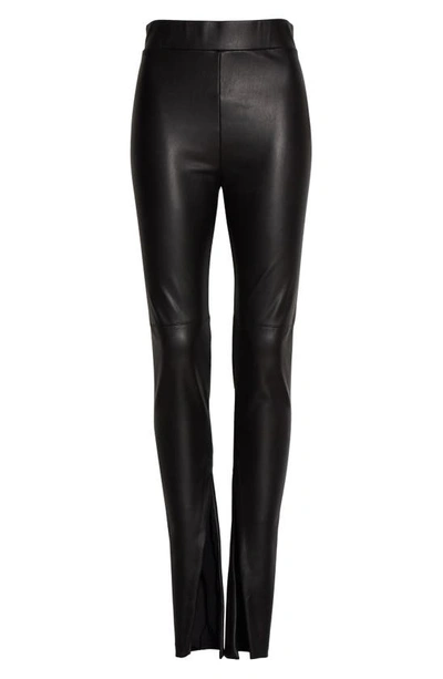 Shop Alix Nyc Carlisle Fau Leather Split Hem Pants In Black