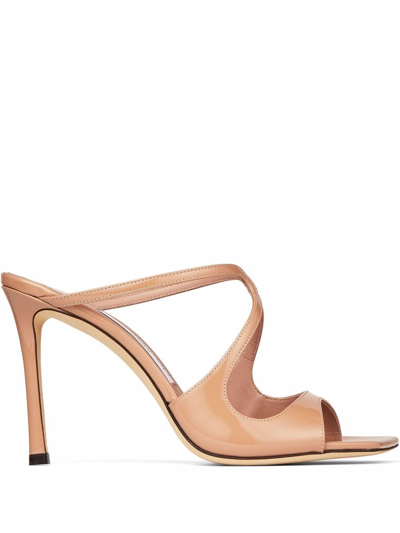 Shop Jimmy Choo 95mm Anise Mules With Cut-out Details In Pink & Purple