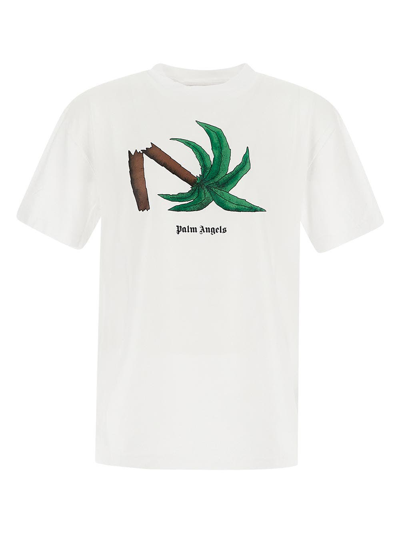 Shop Palm Angels Broken Palm Classic Tee In White