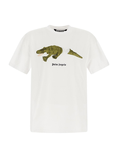 Shop Palm Angels Croco Classic Tee In White
