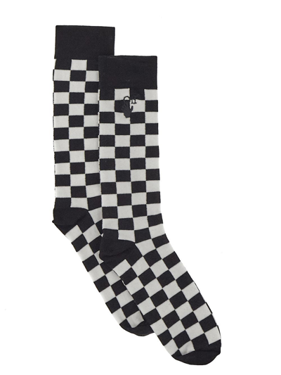 Shop Off-white Hand Off Check Socks In Black