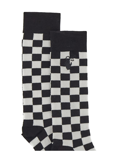 Shop Off-white Hand Off Check Socks In Black