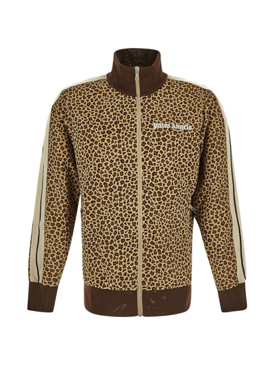 Shop Palm Angels Leopard Track Sweater In Multicolor