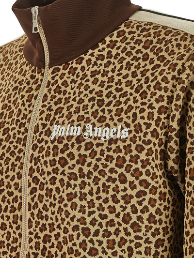 Shop Palm Angels Leopard Track Sweater In Multicolor