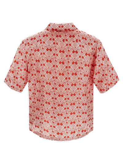 Shop Palm Angels Monogram Bowling Shirt In Red