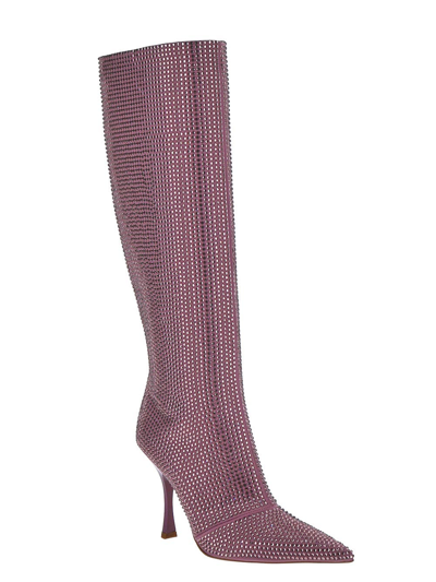 Leonie Hanne X Liu Jo High Boot With Rhinestones In Purple