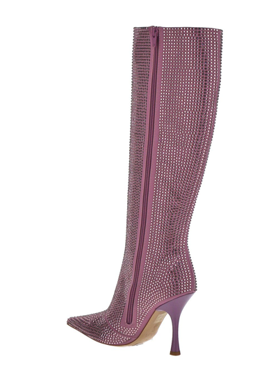 Leonie Hanne X Liu Jo High Boot With Rhinestones In Purple