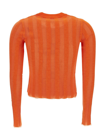 Shop Loewe Devore Striped Top In Orange