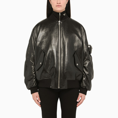 Shop Prada Black Leather Jacket