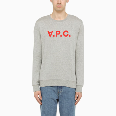 Shop Apc A.p.c. | Red Logo-print Crewneck Sweatshirt Grey