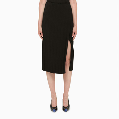 Shop Balenciaga Black Pleated Midi Skirt