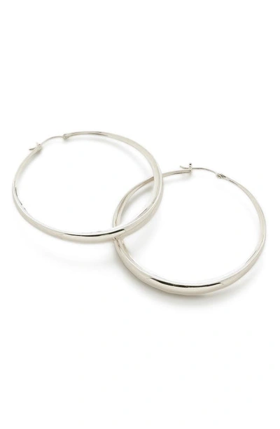 Shop Monica Vinader Deia Chamfered Large Hoop Earrings In Sterling Silver