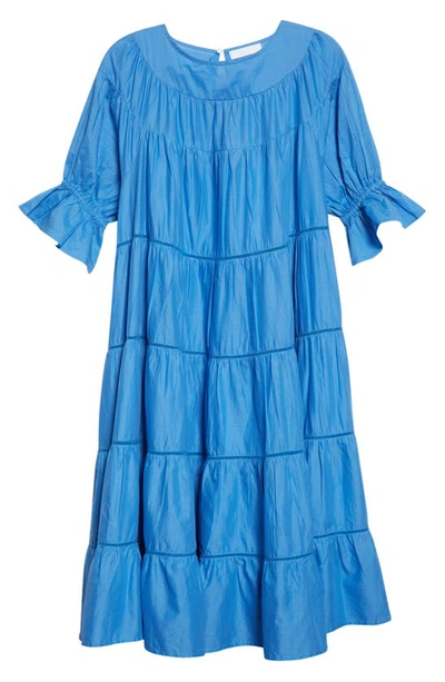 Shop Merlette Paradis Tiered Cotton Lawn Dress In Byzantine