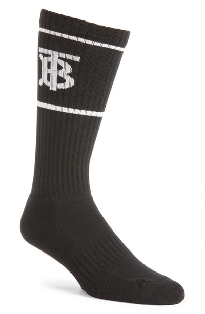 Shop Burberry Monogram Rib Socks In Black