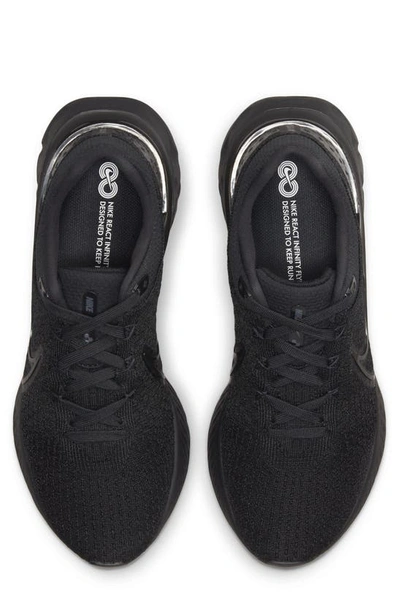 Nike React Infinity Run Flyknit 3 Running Shoe In Black/ Black/ Black
