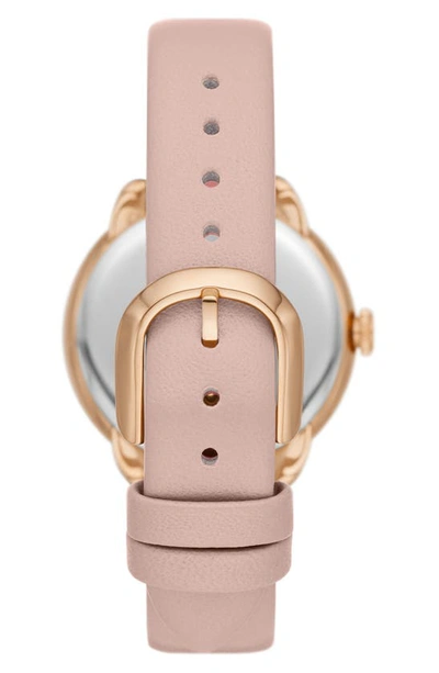 Shop Kate Spade Morningside Scallop Leather Strap Watch, 34mm In Pink