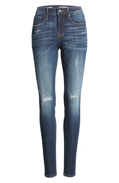 Shop Vigoss Jagger Distressed Skinny Jeans In Dark Wash