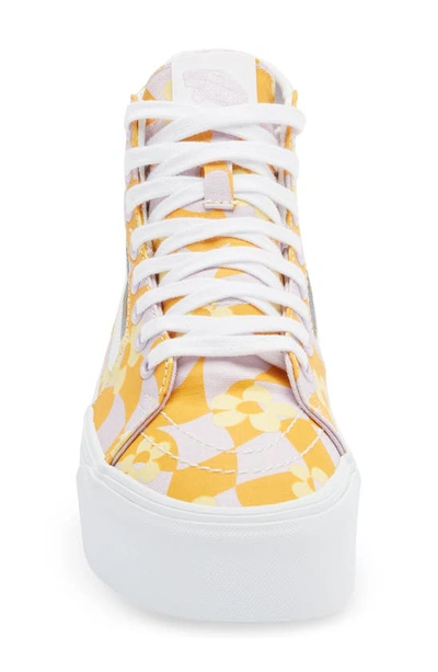Shop Vans Sk8-hi Tapered Stackform Platform Sneaker In Checkerboard Floral Orange/ Pu