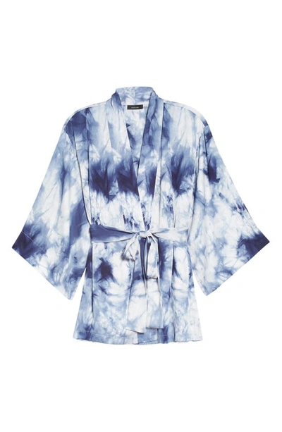Natori Sora Tie Dye Satin Robe In Indigo