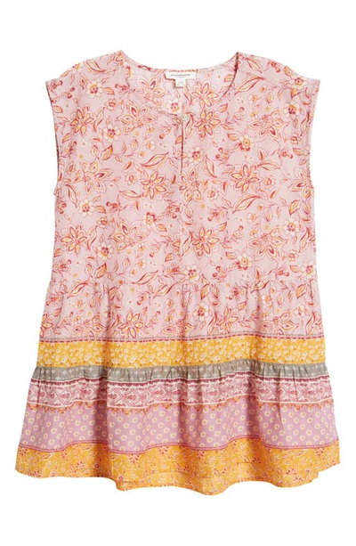 Shop Beachlunchlounge Jessa Border Print Cotton Top In Dusty Lilies