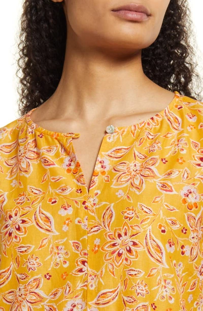 Shop Beachlunchlounge Jessa Border Print Cotton Top In Papaya Lilies