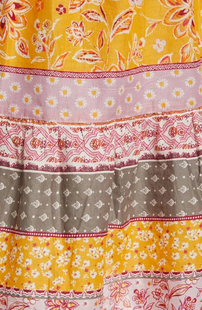 Shop Beachlunchlounge Jessa Border Print Cotton Top In Papaya Lilies