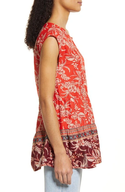 Shop Beachlunchlounge Jessa Border Print Cotton Top In Maui Sunrise