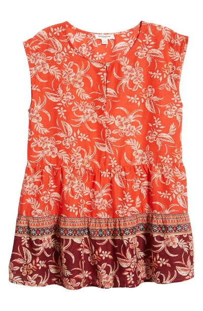 Shop Beachlunchlounge Jessa Border Print Cotton Top In Maui Sunrise