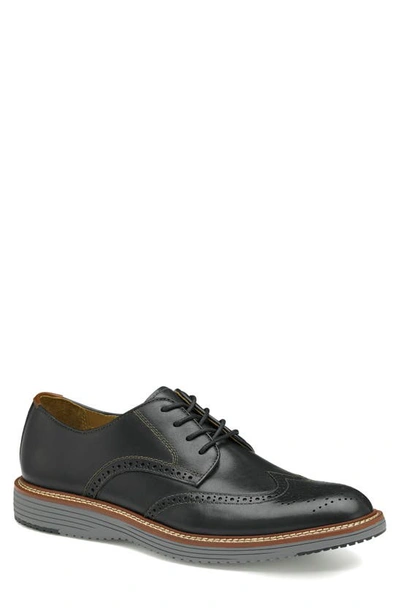 Shop Johnston & Murphy Upton Wingtip Derby In Black Full Grain