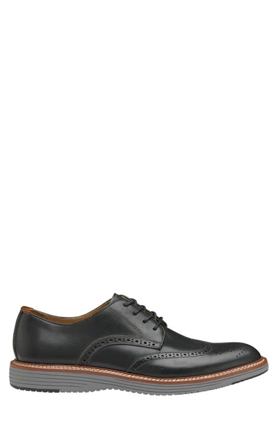 Johnston & Murphy Upton Wingtip Derby In Black Full Grain