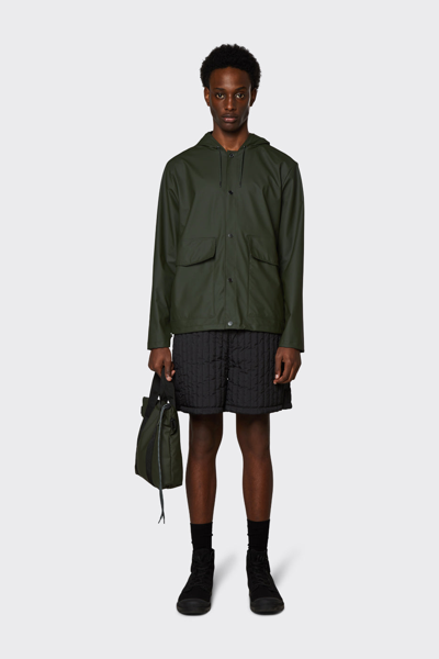 Shop Rains Short Hooded Coat In Green