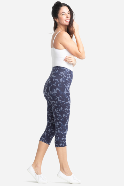 Shop Yummie Talia Cropped Capri Shaping Legging In Eclipse Blue Camo