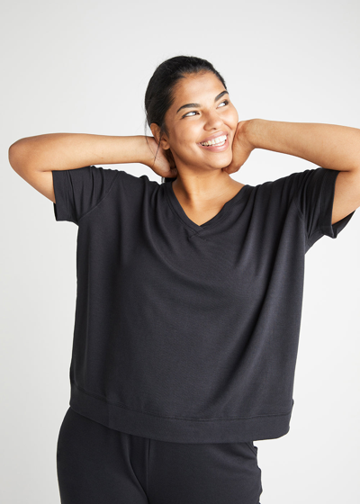 Shop Yummie V-neck Lounge Tee In Black